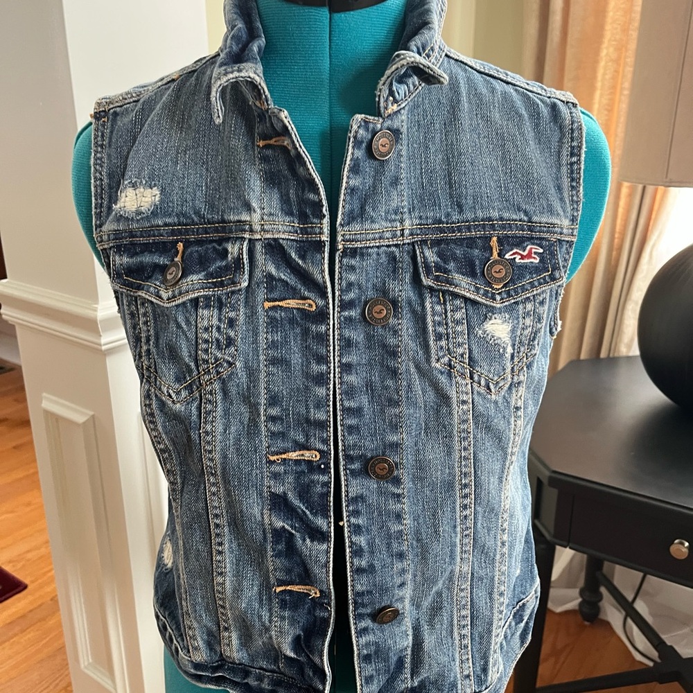 Hollister Blue Denim Vest